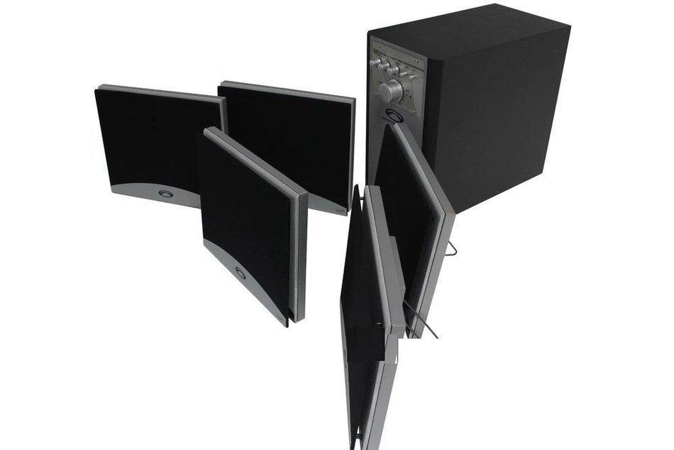 ACOUSTIC SPECIALTIES Dolby Digital 5.1-Channel HOME-THEATER SYSTEM W/ 5 ultra slim wall mountable FLAT-PANEL SPEAKERS... N5