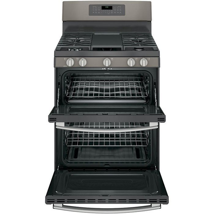 GE JGB860EEJES 30" Slate Gas Sealed Burner Double Oven Range - Convection N3