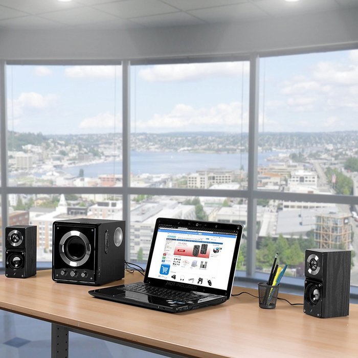 Frisby FS-2500BT Home Audio Bluetooth Wireless Stereo 2.1 Channel Subwoofer Speaker System for PC Laptop Tablet... N6