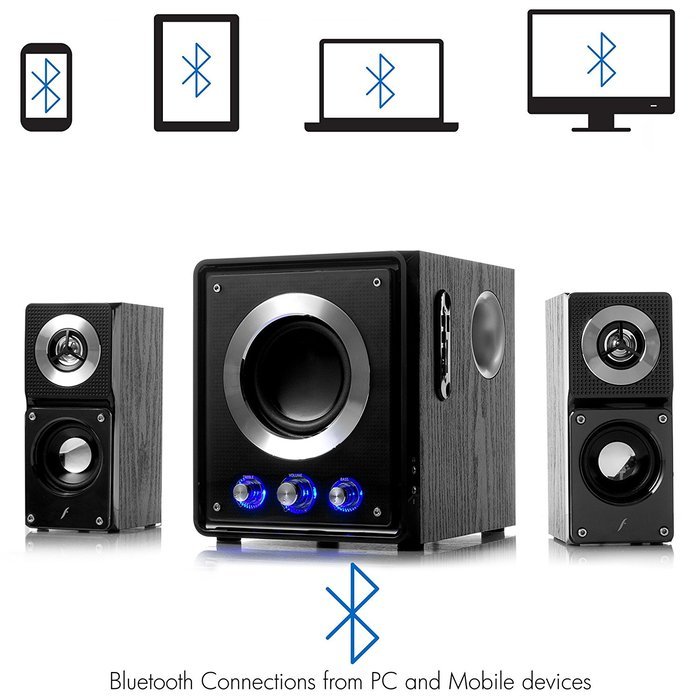 Frisby FS-2500BT Home Audio Bluetooth Wireless Stereo 2.1 Channel Subwoofer Speaker System for PC Laptop Tablet... N7