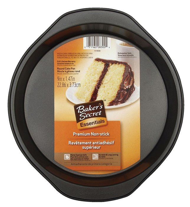 Baker'S Secret Round Cake Pan 9" X 1.47" Non Stick Gray