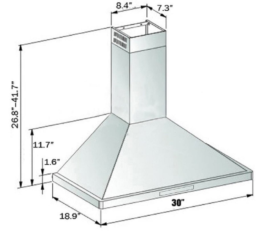 30" Stainless Steel Wall Mount Touch Panel Controls LED Light Lamp Range Hood N5
