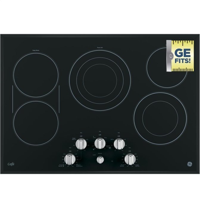 GE Cafe 30" Stainless Steel Built-In Knob Control Electric Cooktop N4