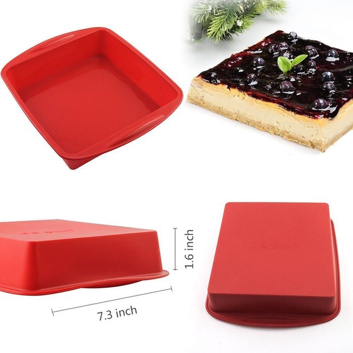 AYAMAYA 7.31.6 Inch Cake Pan 2 Pack Set 100% Food Grade Silicone Square Bread Cake Mold Non-Stick Baking Pan N2