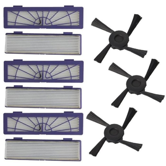 Mikey Store Set of 6PC Filter+ 3PC Side Brushes Replacement for Neato Botvac 70e 75 80 85 (A) N5