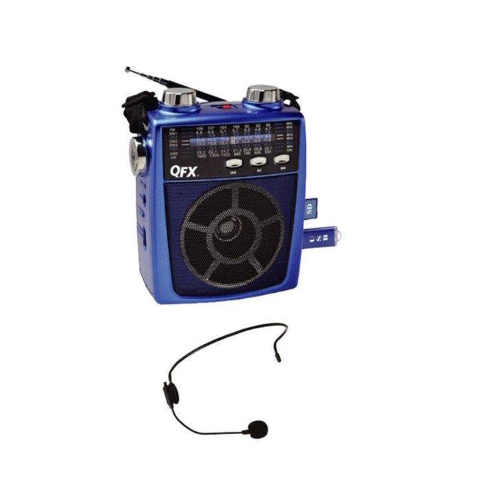 QFX Portable Pa system USB/SD and AM/FM/SW1-6 Radio 8 Band Radio- Blue consumer electronics