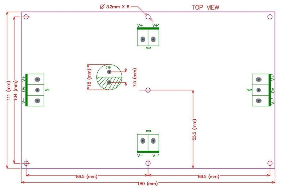 Electronics-Salon 1PCS Capacitor Filter Bare PCB, Support 48pcs D18mm Electrolytic Capacitors. N2