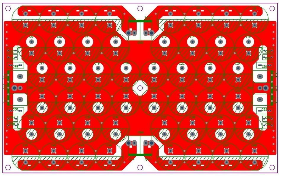 Electronics-Salon 1PCS Capacitor Filter Bare PCB, Support 48pcs D18mm Electrolytic Capacitors. N3