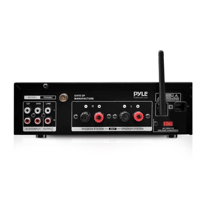 Pyle PDA6BU 200 Watt Bluetooth Stereo Amplifier Receiver with Remote Control and FM Antenna N2