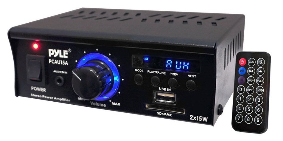 Pyle Home PCAU15A 2 x 15 Watts Mini Power Amplifier with LED Display N7