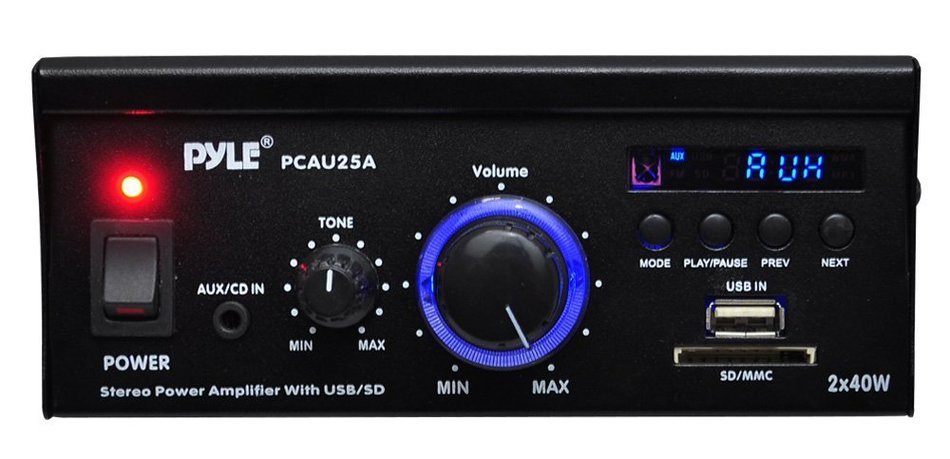 Pyle Home PCAU15A 2 x 15 Watts Mini Power Amplifier with LED Display N8