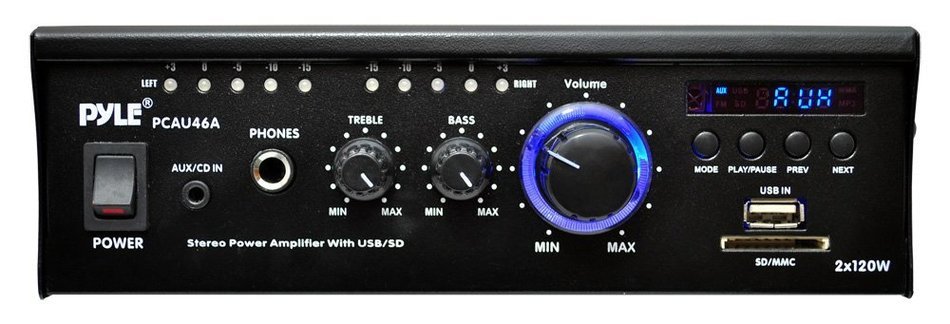 Pyle Home PCAU15A 2 x 15 Watts Mini Power Amplifier with LED Display N14