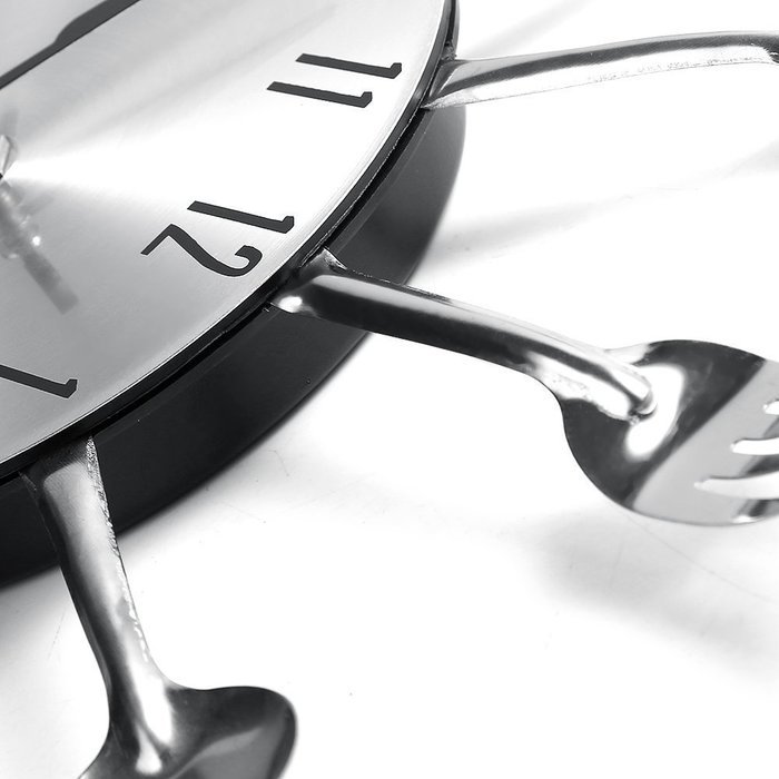 ETHAHE Fashion Fork & Knife Kitchen Clock Sliver