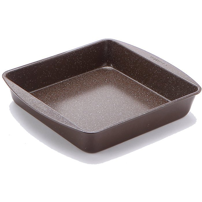casaWare Ceramic Coated NonStick 9-Inch Square Pan, Brown Granite N3