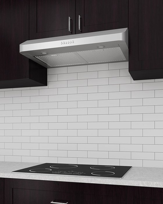 Ancona AN-1228 Slim SP2 Twin Motor 5" High 425 CFM 4-Speeds Under Cabinet Range Hood, 30", Stainless Steel N5