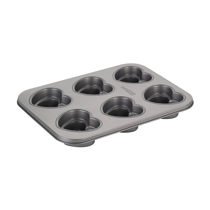 Cake Boss Novelty Nonstick Bakeware 6-Cup Round Cakelette Pan, Gray N11