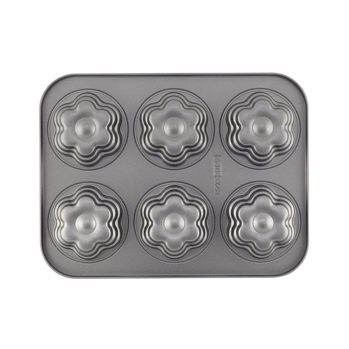 Cake Boss Novelty Nonstick Bakeware 6-Cup Round Cakelette Pan, Gray N12