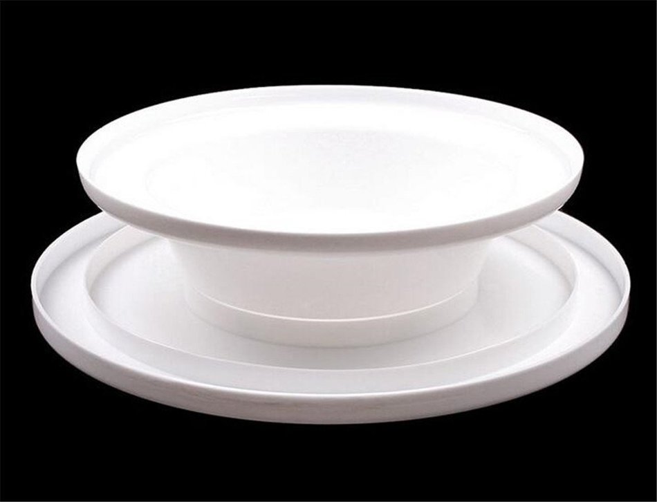 Yingwei Cake Turntable Revolving Cake Decorating Stand Cake Stand,Elegant White N3