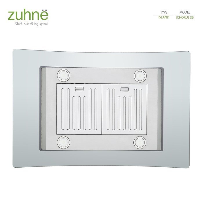 Zuhne iChorus 36 inch Kitchen Island Vented/ Ductless Stainless Steel Range Hood or Stove Vent with Energy Saving... N3