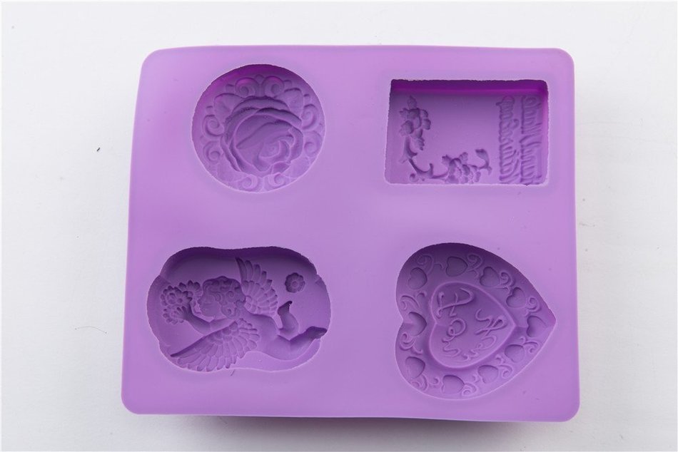 4 Cavity Lovely Handmade DIY Soap Mold Angel Rose Heart for Wedding Party etc N5