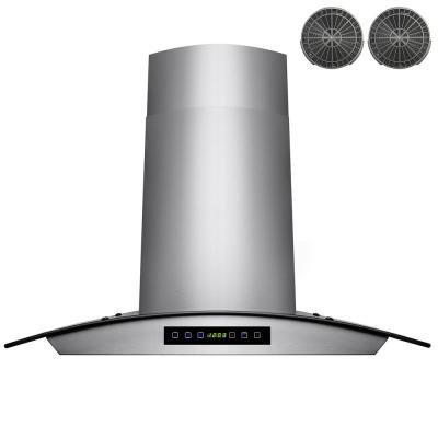 30 in. Convertible Wall Mount Range Hood in Stainless Steel with Tempered Glass, Touch Control and Carbon Filters N7