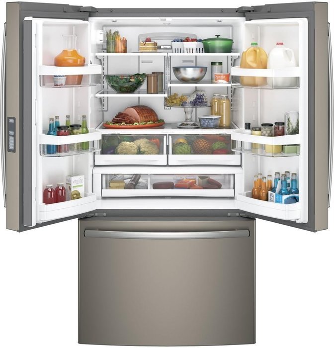 GE Slate French-Door Bottom Freezer Refrigerator - GNE29GMKES N4