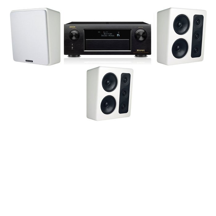 M&K Sound MP300 White Monitor Speaker 3.0 Denon AVR-X5200W
