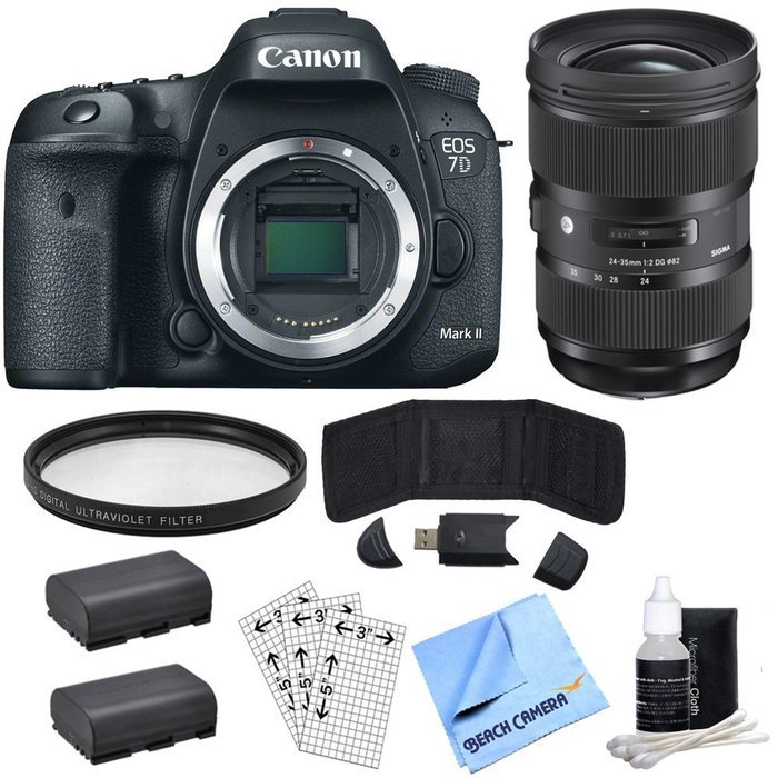 Canon EOS 7D Mark II 20.2MP HD 1080p Digital SLR Camera - Body Only with Lens Power Bundle, Includes, Sigma 24... N5