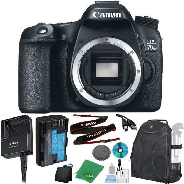 Canon EOS 70D 20.2 MP Digital SLR with Dual Pixel AF Full HD 1080p Video with Movie Camera Body (NO LENS), ZeeTech...