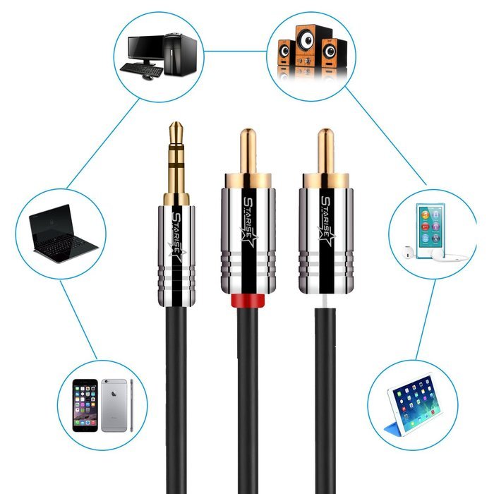 Starise 3.5mm to RCA Cable Male to Male Audio Stereo Y Splitter Cable for Car, Headphones, Home System, iPhone... N6