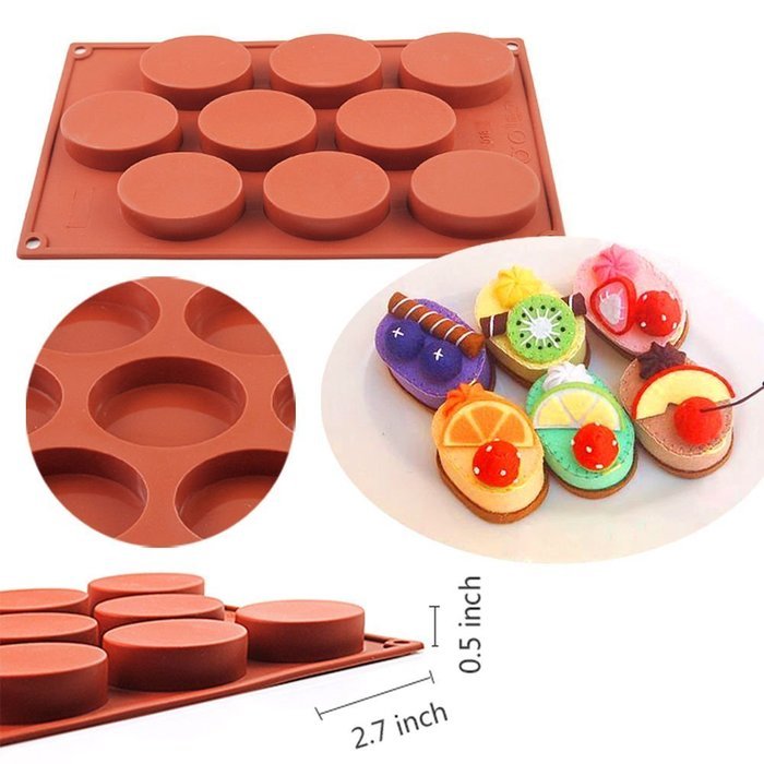 9 Oval Cavity Silicone Soap Cake Mold Chocolate Muffin Cupcake Baking Mould Pan