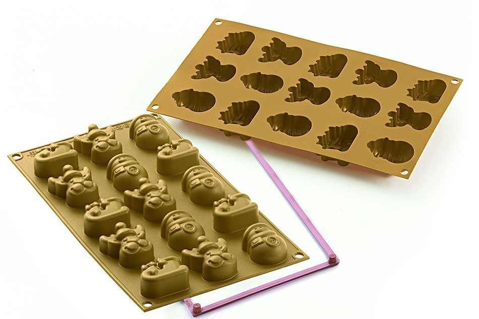 Silikomart Silicone Let's Celebrate Bakeware Collection Multi-Shape Cake Pan, Magic Christmas N6