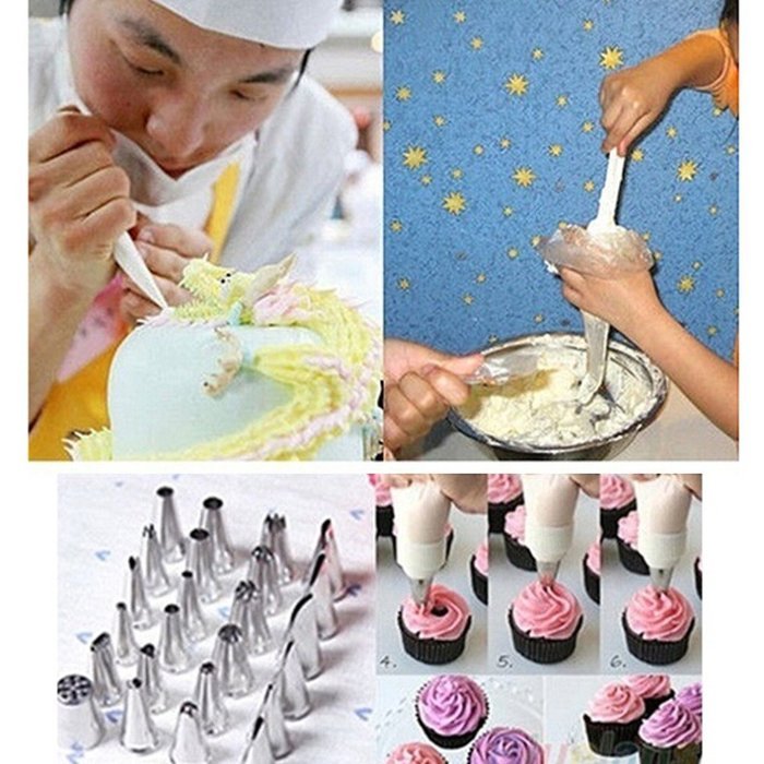 Puraid(TM) New arrival 100PCS/bag Disposable Piping bag Icing Nozzle Fondant Cake Decorating Pastry Tips Tools... N2