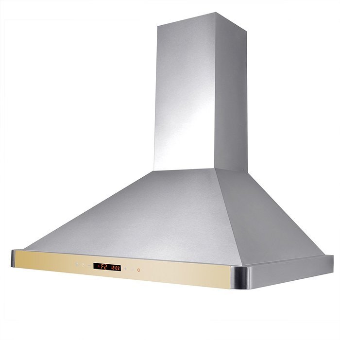 GOLDEN VANTAGE 36" Wall Mount Stainless Steel Ductless Range Hood Kitchen Vent With Golden Control Panel GV-63190D-GLD+CF N4