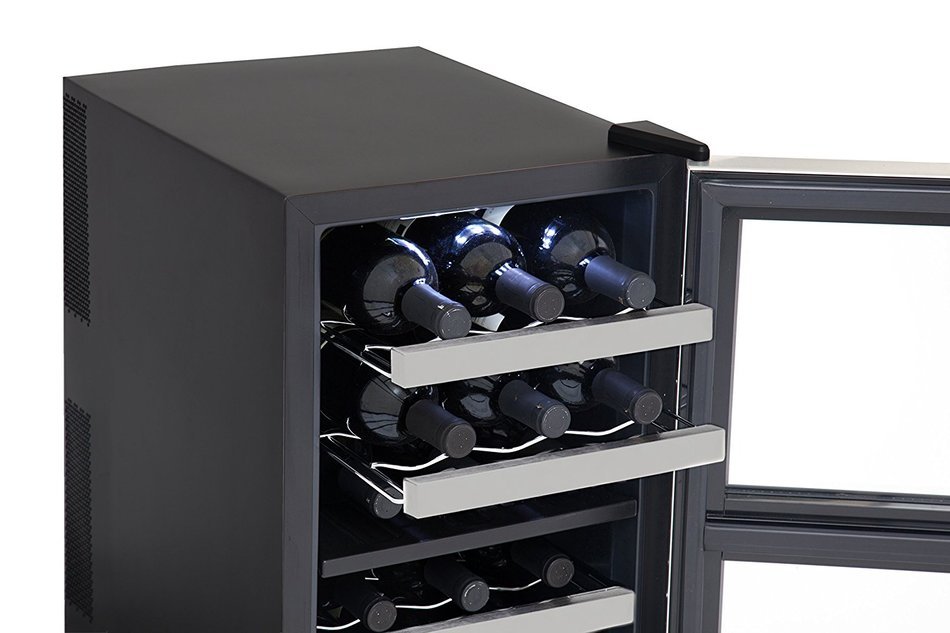 Whynter WC-181DS 18 Bottle Dual Zone Touch Control Wine Cooler, Black with Stainless Steel Trim N6