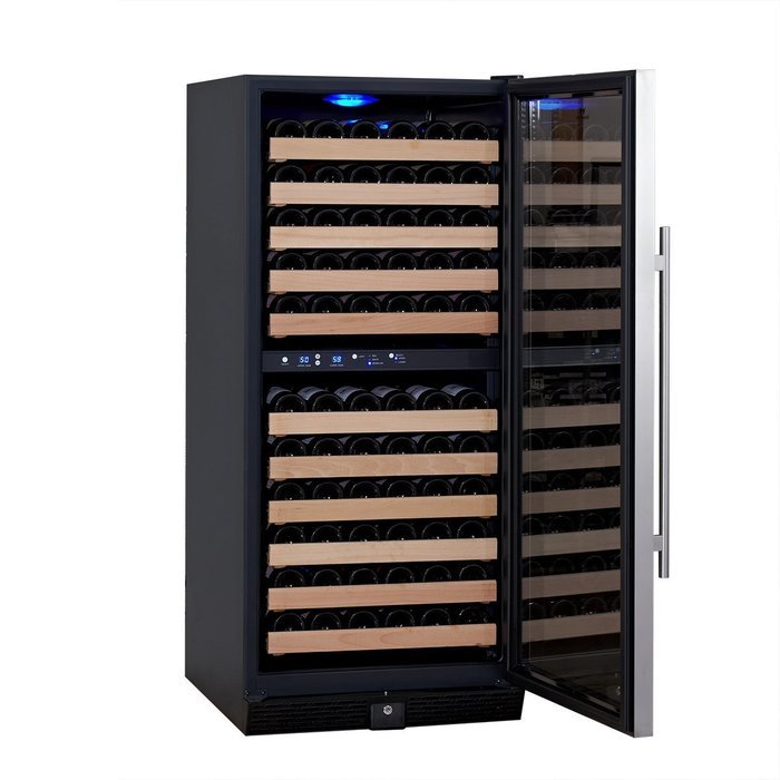 KingsBottle 46 Bottle Dual Zone Wine Cooler, Stainless Steel with Glass Door N6