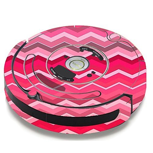 Skin Decal Vinyl Wrap For IRobot Roomba 650 655 Vacuum / Red Pink Chevron