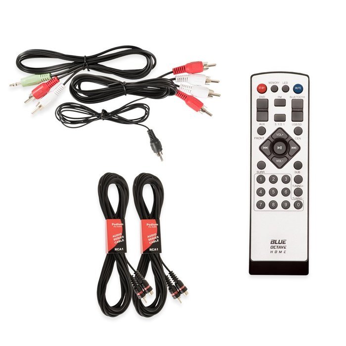 Blue Octave B53 Home Theater 5.1 Bluetooth Speaker System with FM and LEDs and 2 Extension Cables