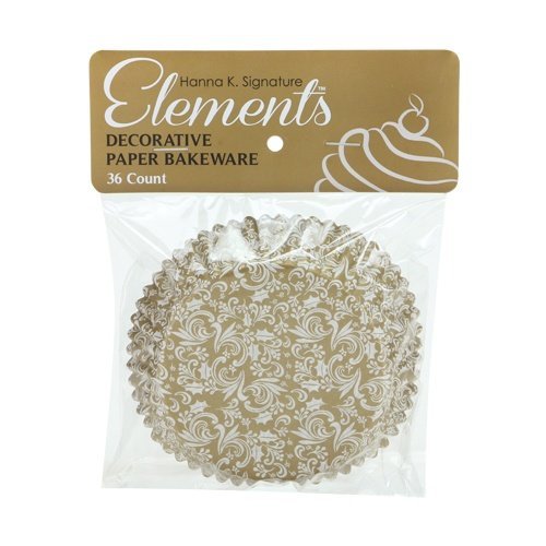 Hanna K. Signature 36 Count Elements Self-Standing Baking Cups, 3", Gold
