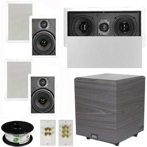 Theater Solutions 5.1 Home Theater 6.5" Speakers Set with Center 10" Powered Sub and More TS65WL51SET4
