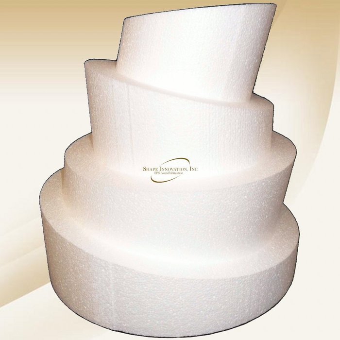 Round Whimsical / Topsy Turvy 4" To 2" Cake Dummies - Set Of 4, Each 4" High by 6", 8", 10", 12" Round