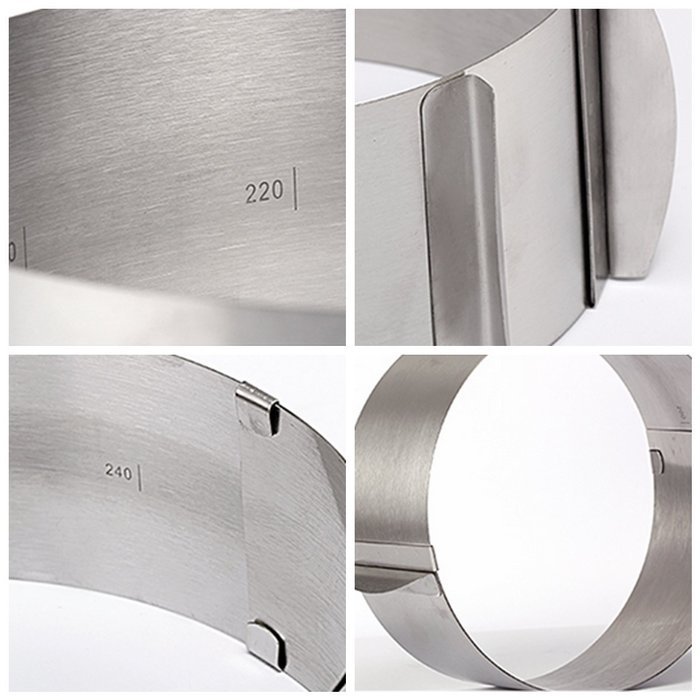 6-12" Adjustable Stainless Steel Mousse Cake Ring Baking Mold 2Handle Layered N8