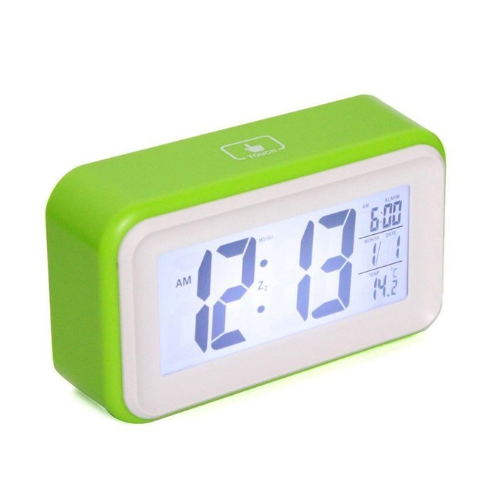 Snooze Digital Alarm Atmo Clock LCD Display Light Sensor Control Temperature N5