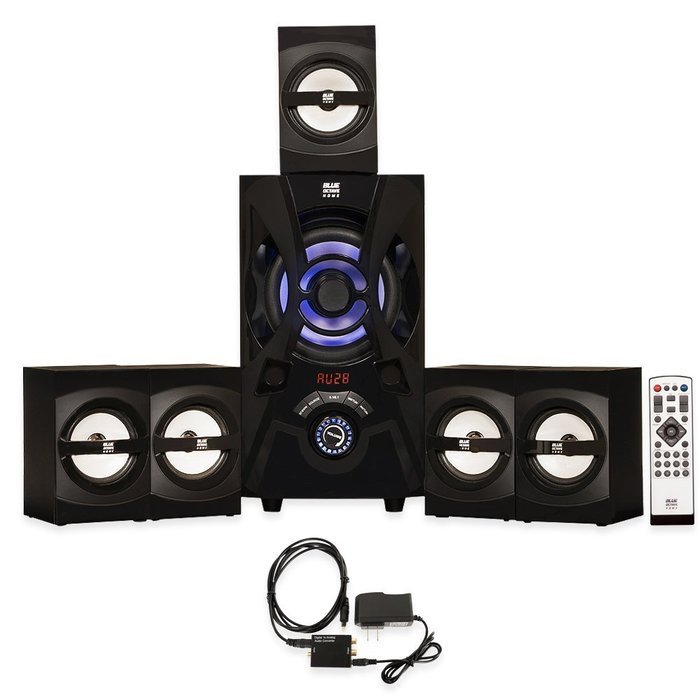Blue Octave B53 Home Theater 5.1 Bluetooth FM Speaker System with LEDs and Optical Input N2