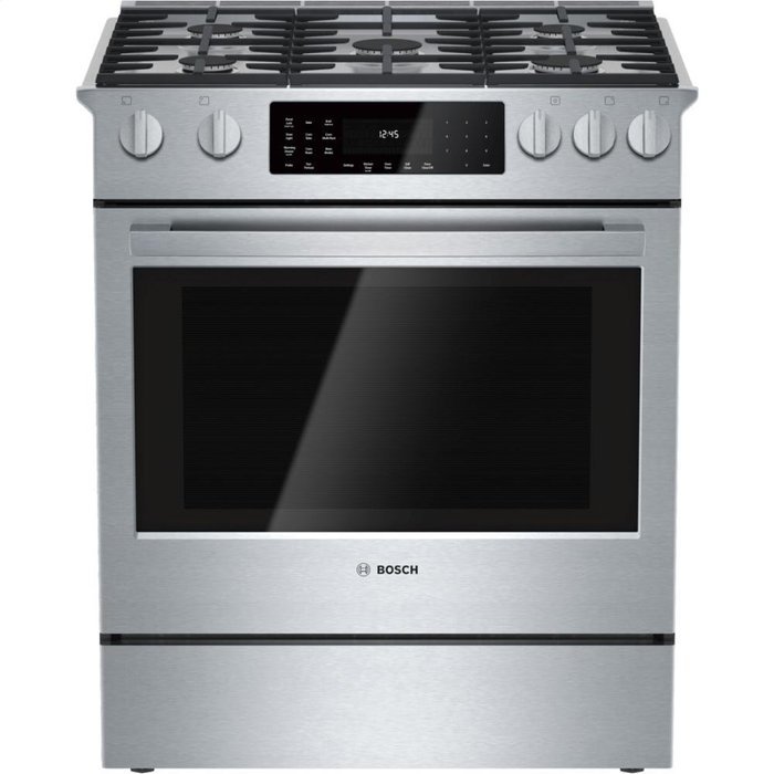 Bosch HDI8054U 800 30" Stainless Steel Dual Fuel (Gas) Slide-In Sealed Burner Range - Convection