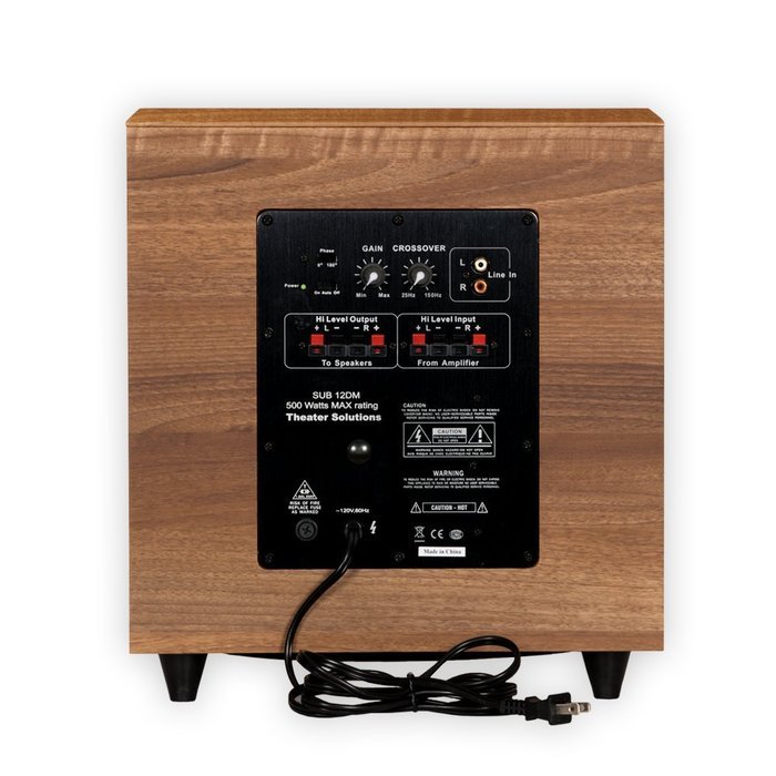 Theater Solutions SUB12DM Down Firing Powered Subwoofer (Mahogany) N3