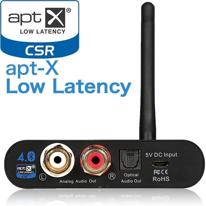 TSdreena HI-Fi Bluetooth Receiver aptX Low Latency Output(RCA/TOSLINK Optical/3.5mm) Built-in Miracle DAC(AK3936...