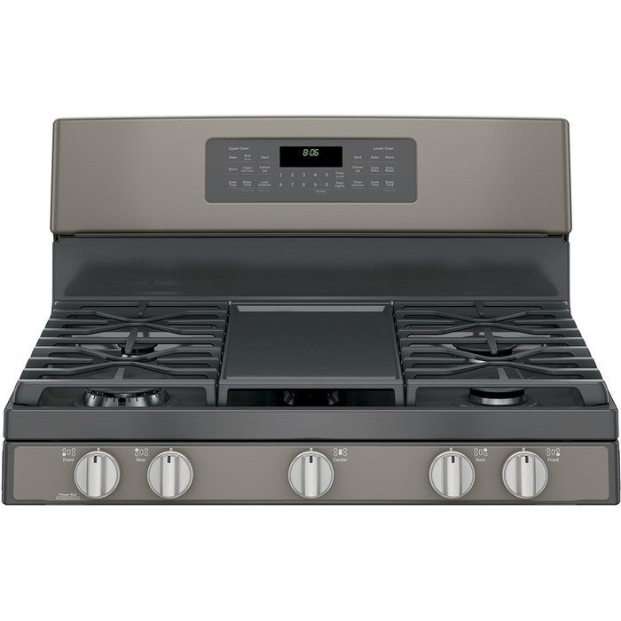 GE JGB860EEJES 30" Slate Gas Sealed Burner Double Oven Range - Convection N4