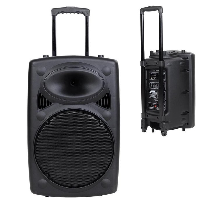 Leesons Inc. Portable 150W Active PA 15" Speaker Mic Guitar AMP Bluetooth USB SD LCD FM Remote N7
