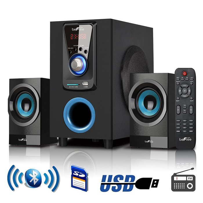 beFree Sound 2.1 Bluetooth Speaker System for any PC or Home Entertainment with FM Radio, SD and full function... N3